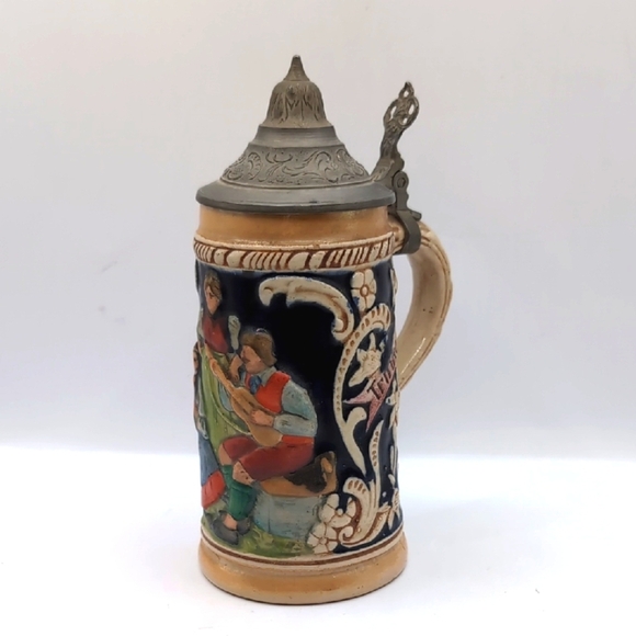 German "Drink Clearly, Speak Truly" Lidded Beer Stein - Trinke Klar Rede Wahr - Picture 1 of 13